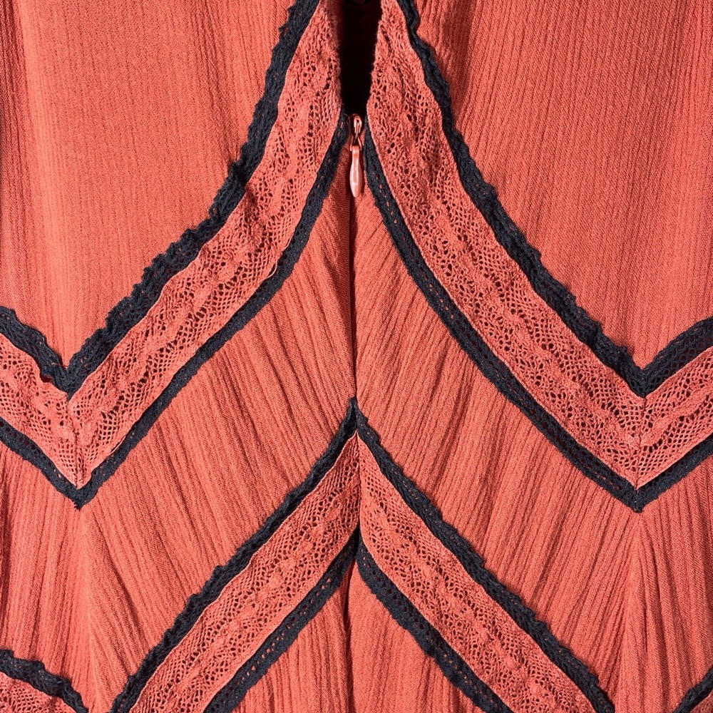 Anthropologie Maeve Desert Embroidered Jumpsuit Burnt Orange Red Wide Leg Size 2 - Picture 10 of 11